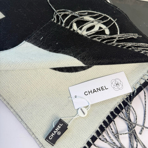CC 25 Scarf 200cm White Black Lambswool 968389