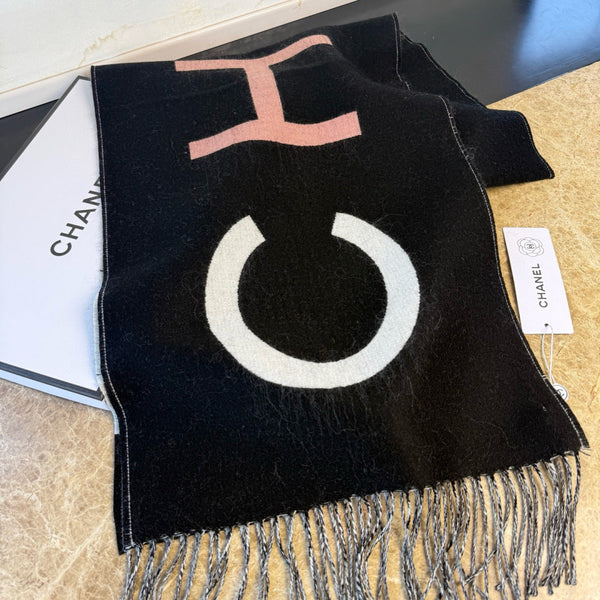 CC 25 Scarf 200cm White Black Lambswool 968389