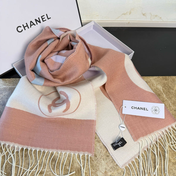 CC 25 Écharpe 200cm Blanc Rose Laine d'agneau 968390