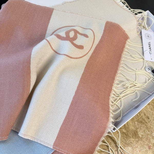 CC 25 Écharpe 200cm Blanc Rose Laine d'agneau 968390