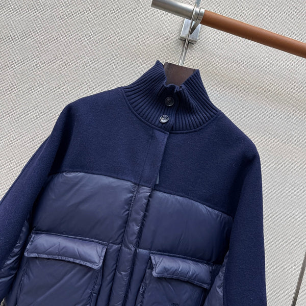 BC 26s Long Puffer Jacket Blue Down Recycled Nylon Fabric 419326