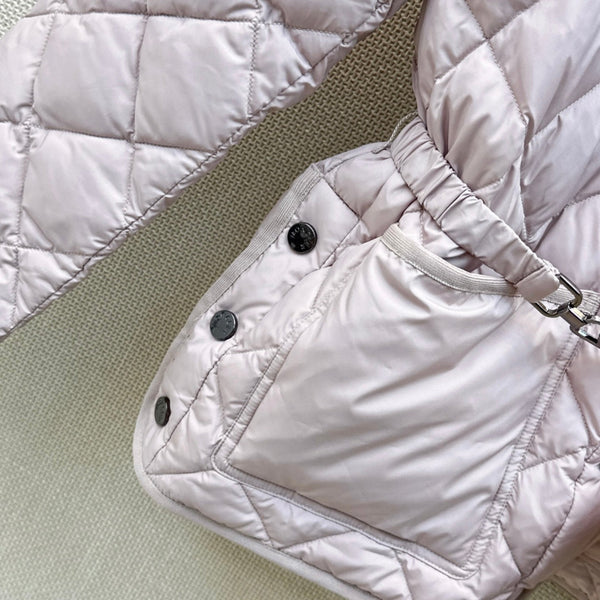 Moncler 26s Cygnes Belted Short Down Jacket Light Pink 419292
