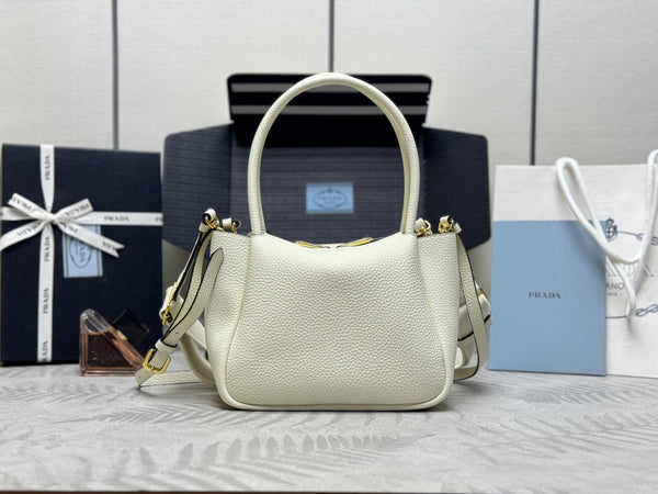 Prada Small Bag 23cm White Grain Leather GHW
