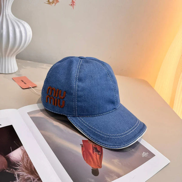 Miu Baseball Cap Denim Cotton 343799
