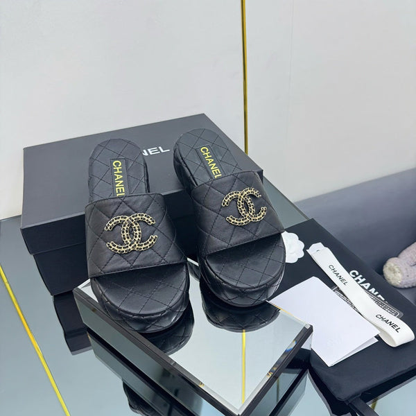 CC 25 Flatform Slide Black Leather 238491