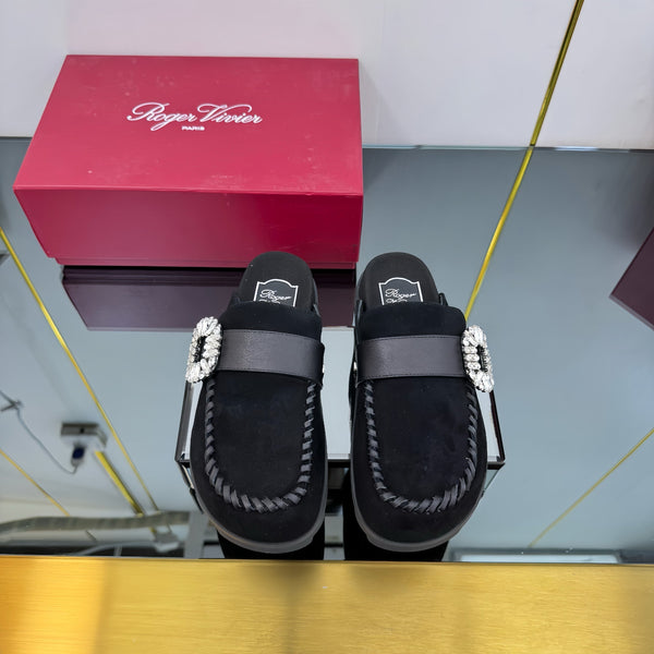 Viv 25 Birkenstock Mules Black Cowhide Fabric 250496