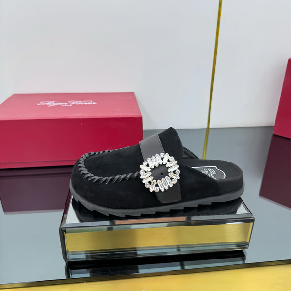 Viv 25 Birkenstock Mules Black Cowhide Fabric 250496