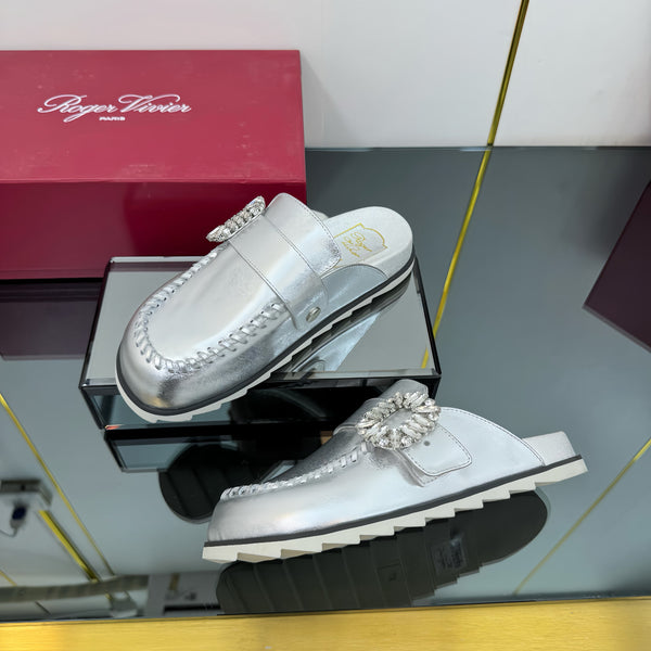 Viv 25 Birkenstock Mules Argento Pelle di Vacchetta 250499