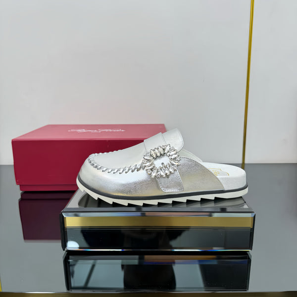 Viv 25 Birkenstock Mules Argento Pelle di Vacchetta 250499