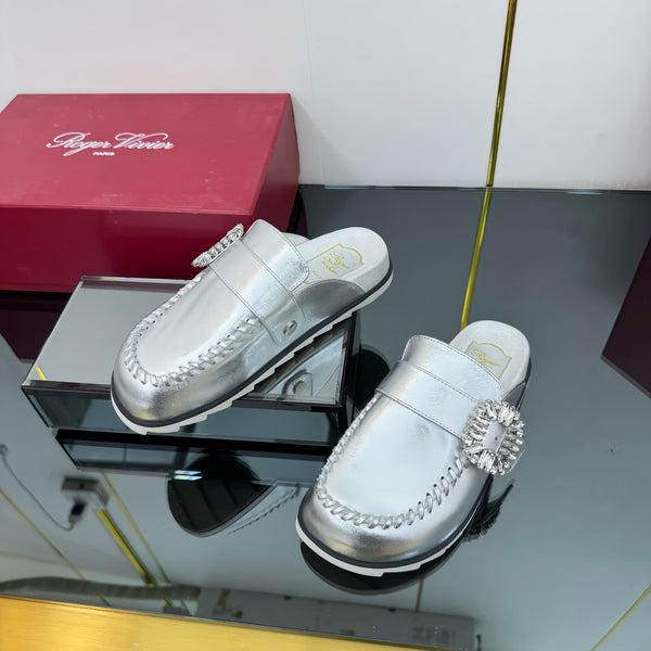 Viv 25 Birkenstock Mules Argento Pelle di Vacchetta 250499