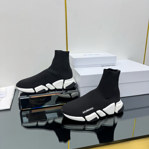 Balenciaga Speed Sneakers Black White Polyester Elastane 832616