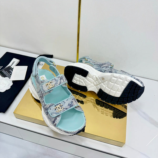 CC 25 Sandals Blue Pearlescent Sheepskin 312944