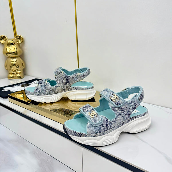 CC 25 Sandals Blue Pearlescent Sheepskin 312944