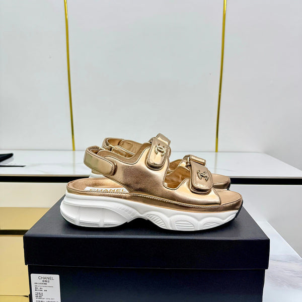 Sandali da papà CC 25 in pelle scamosciata dorata 331166