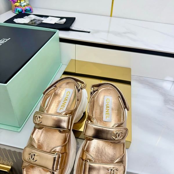 Sandali da papà CC 25 in pelle scamosciata dorata 331166