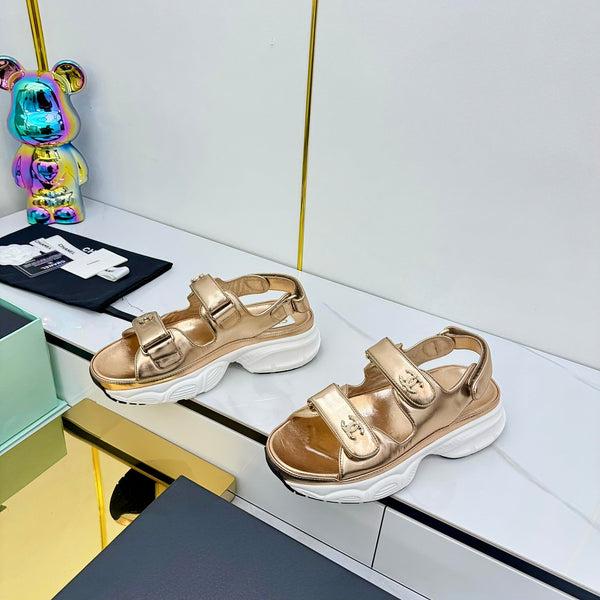 Sandali da papà CC 25 in pelle scamosciata dorata 331166