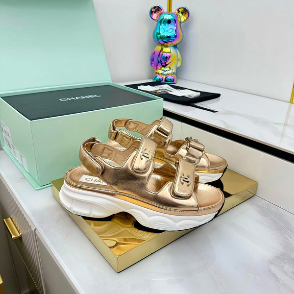 Sandali da papà CC 25 in pelle scamosciata dorata 331166