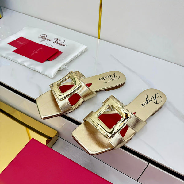 Belle Viv 25 Slides Gold Cowhide 332358