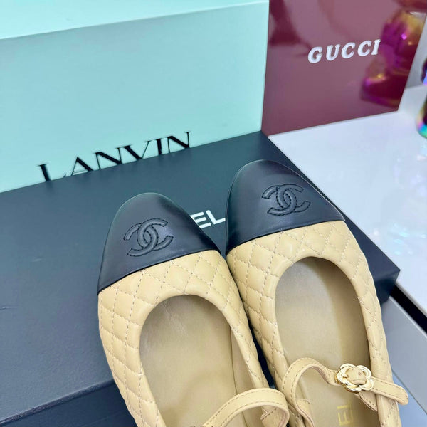 CC 25 Mary Jane Beige Quilted Black Lambskin 368131