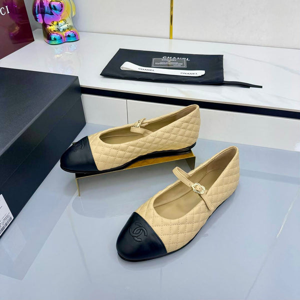 CC 25 Mary Jane Beige Quilted Black Lambskin 368131