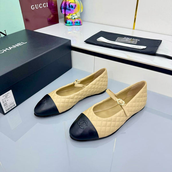 CC 25 Mary Jane Beige Quilted Black Lambskin 368131