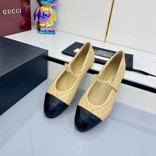 CC 25 Mary Jane Beige Quilted Black Lambskin 368131