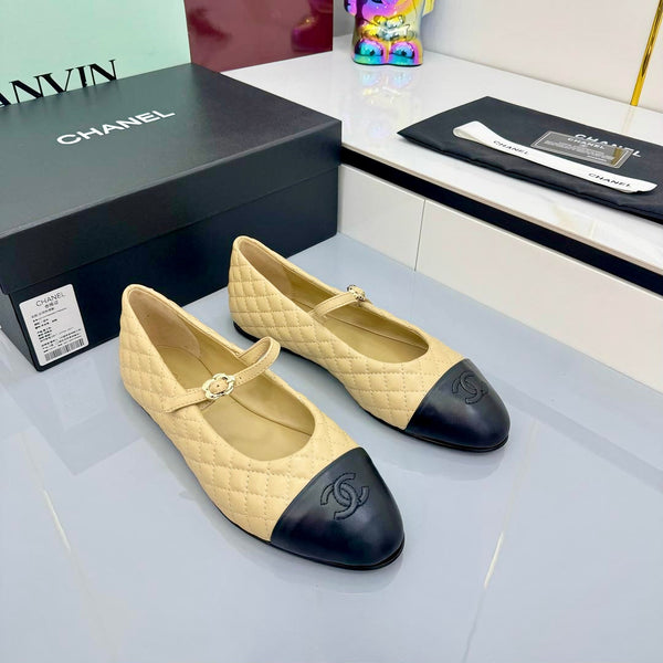 CC 25 Mary Jane Beige Quilted Black Lambskin 368131