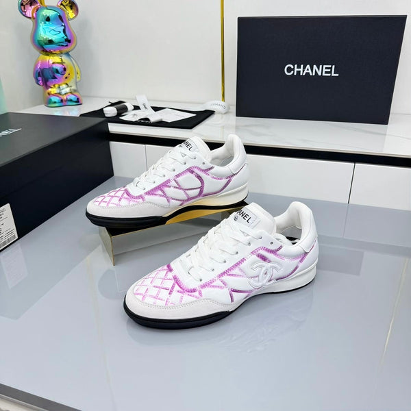 CC 25 Trainers White & Dark Pink Cowhide 413828