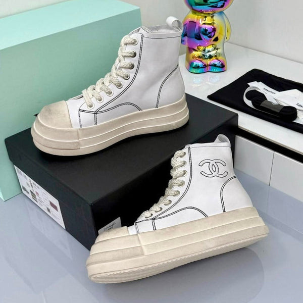 Chanel 25 High Sneaker White Cowhide 469781