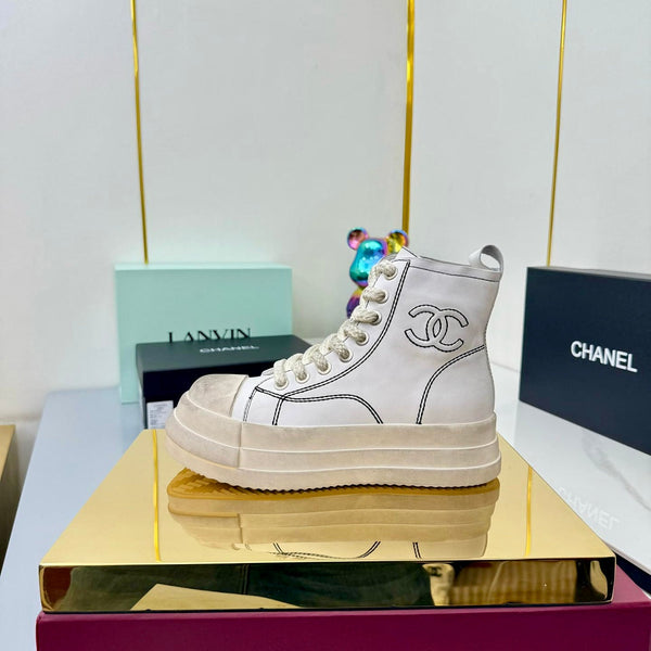 Chanel 25 High Sneaker White Cowhide 469781