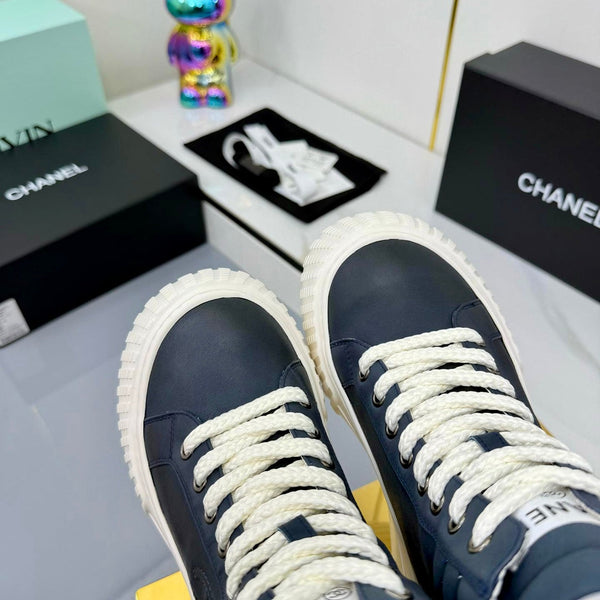 Chanel 2025 High-Top Sneakers Blue White Cowhide 469796