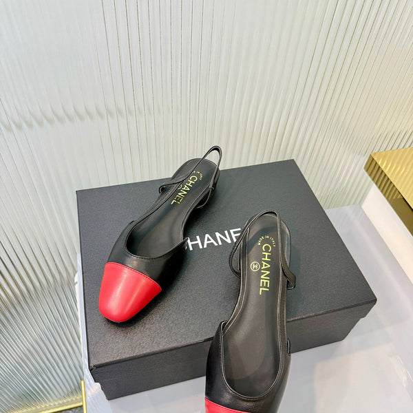 CC 26 Slingback Flat Black Red Lambskin 714029