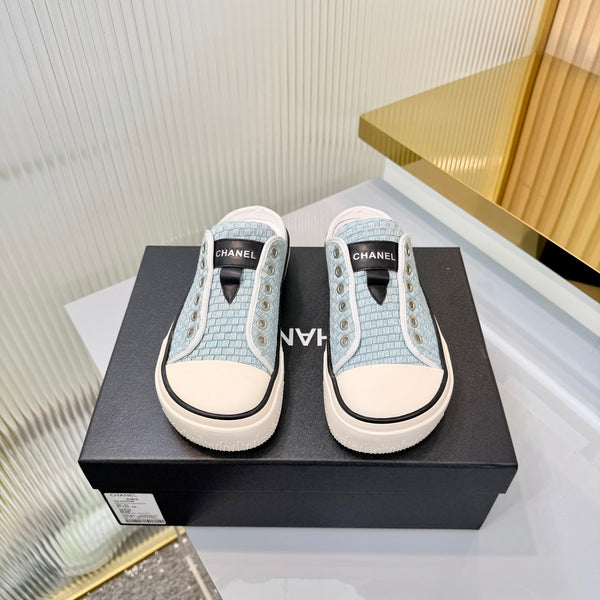 CC 26s Casual Sports Mules White Blue Denim 924004