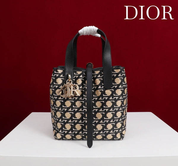 CD Toujours Vertical Small Bag 19Diamond Black Beige Leather