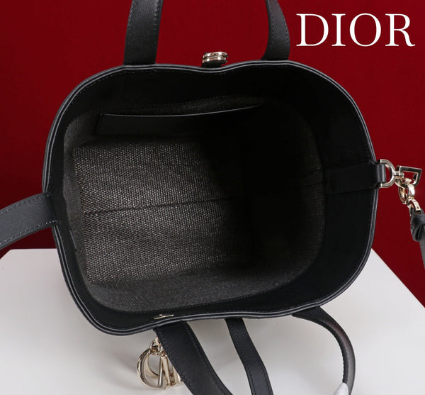 CD Toujours Vertical Medium Bag 24 Diamond Black Beige Leather