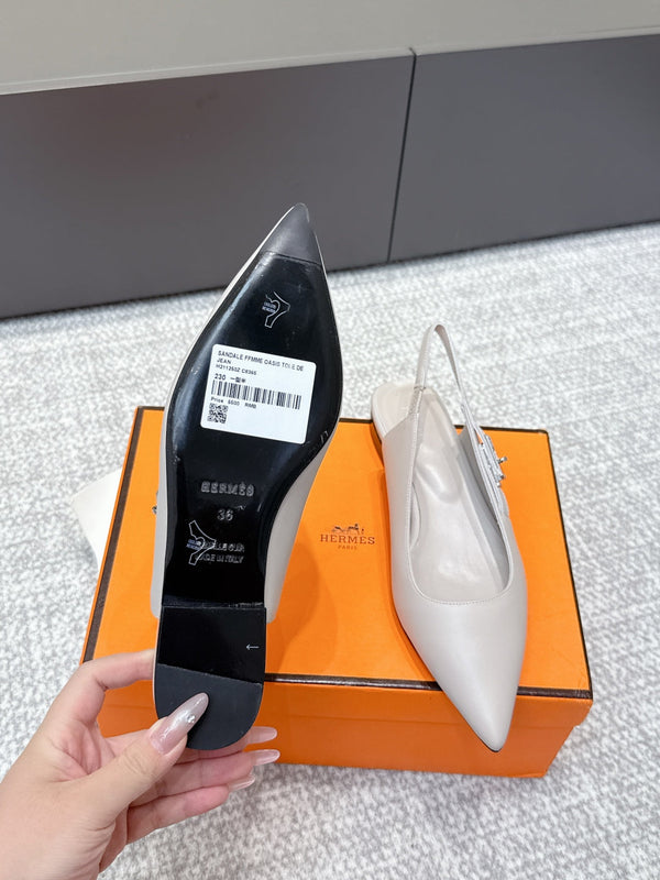 HM Lover Slingback Taupe Grey Calfskin 461887