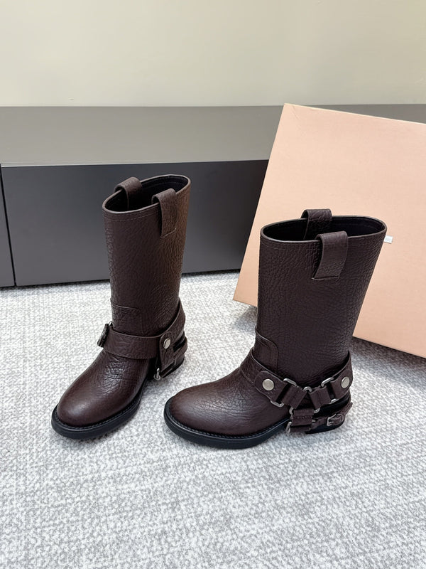 MIU MIU Martin boots Dark Brown Sheepskin 461849