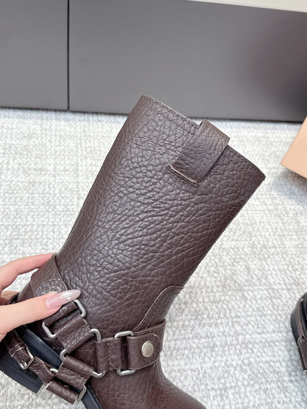 MIU MIU Martin boots Dark Brown Sheepskin 461849