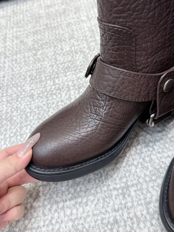 MIU MIU Martin boots Dark Brown Sheepskin 461849