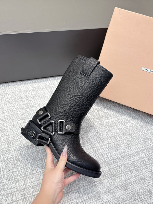 MIU MIU Martin boots Black Sheepskin 461850
