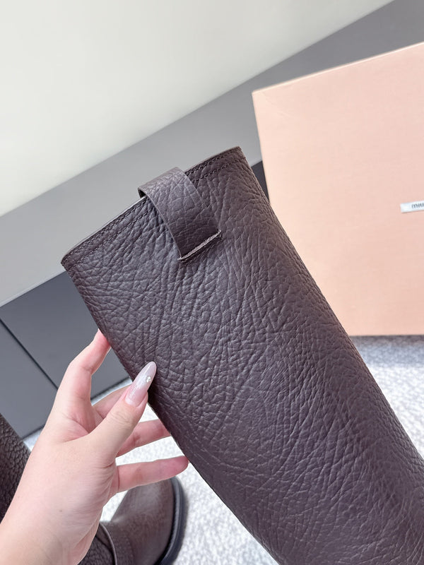 MIU MIU high boots dark brown sheepskin 461851