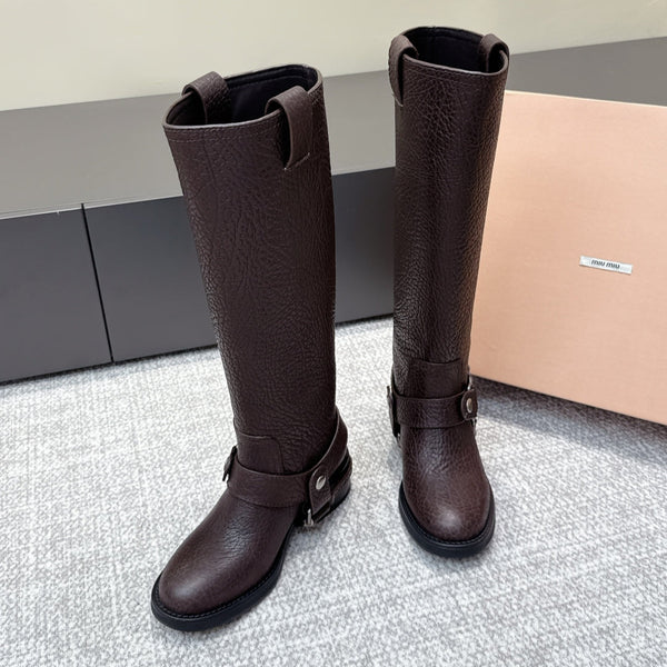 MIU MIU high boots dark brown sheepskin 461851
