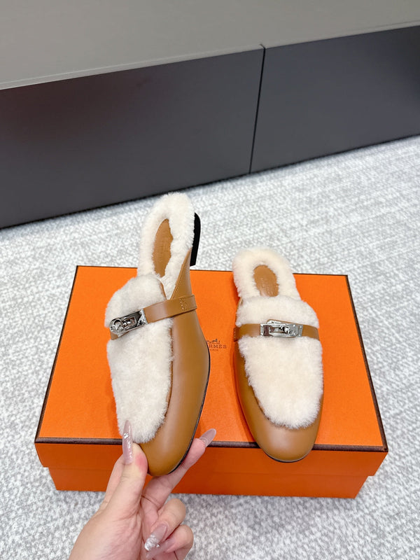 HM 25ss Oz Mule Brown Goatskin And Shearling 461944