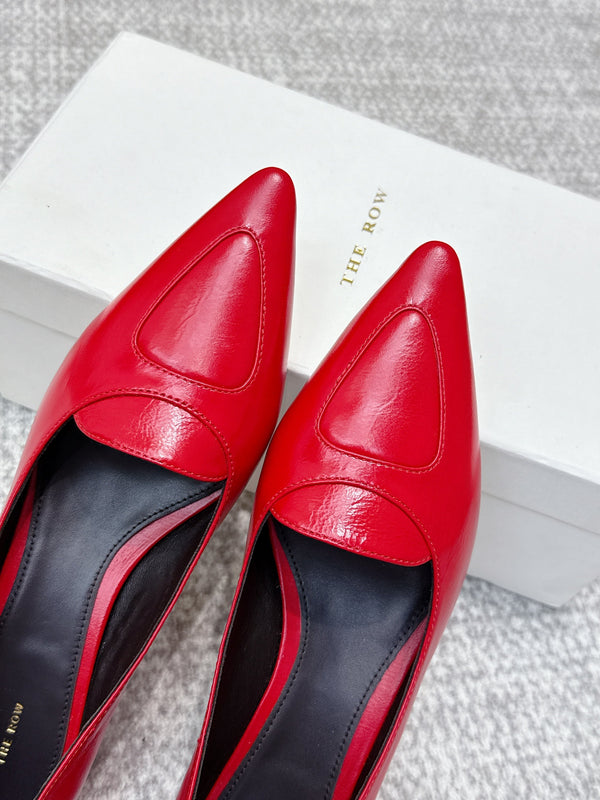 The Row Viv Kitten Pumps 3.5cm Red Sheepskin 451301