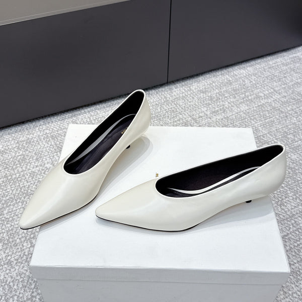Scarpe con tacco a spillo The Row 25ss TR, punta arrotondata, 35 mm, pelle di pecora bianca451303