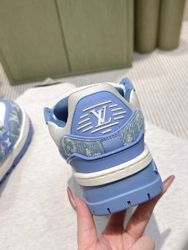 LV Trainer Maxi Sneakers White mix Sky Blue Monogram Denim 515191