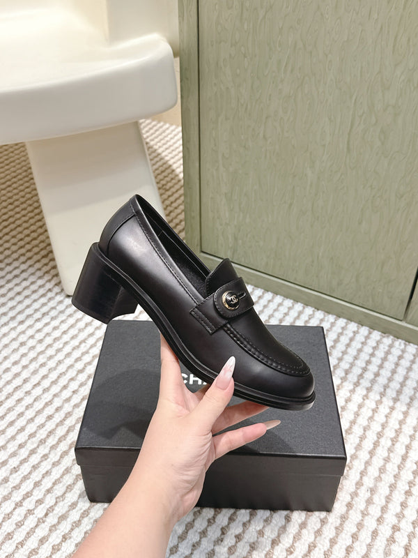 CC 26SS Loafers 6cm Black Cowhide 653495