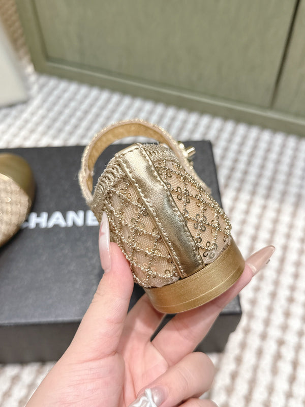 CC 25s AW Ballerines Paillettes Dorées Tissées 612349