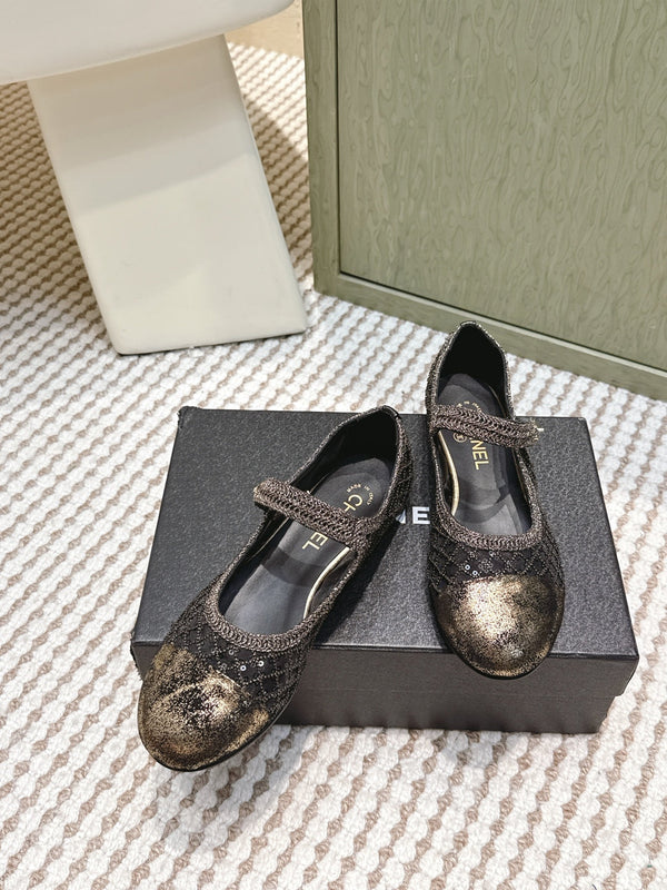 CC 25s AW Ballerine Noire Pailletée Tissée 612351