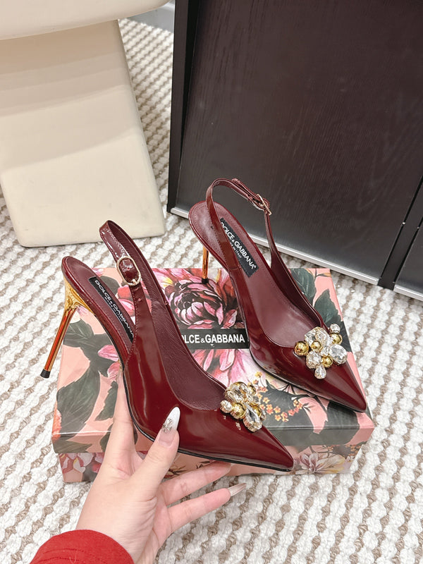 DG Rainbow Slingbacks Burgundy Patent Leather 663070